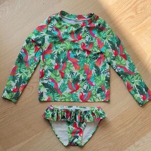 Old Navy Kids Tropical Rashguard Set - Green and Red